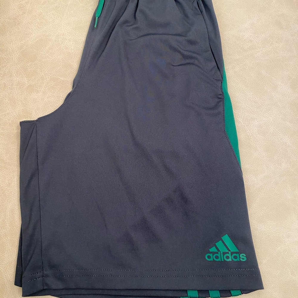 Adidas Gray and Green Athletic Shorts